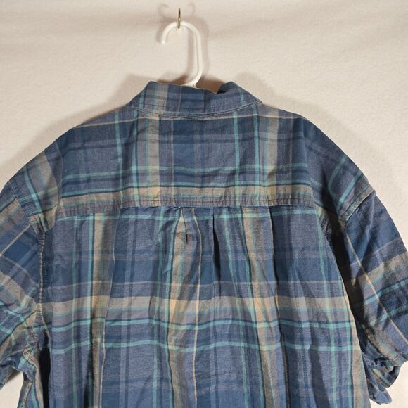 Prana Shirt Mens Size Large All Over Navy Blue Short Sleeve Button Down Outdoor - Picture 11 of 12